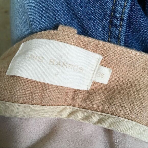 Cris Barros Womens Linen Blend High Rise Mixed Media Trouser Pants Peach Size 6 - Picture 6 of 11